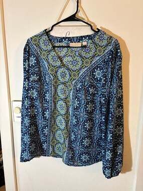 Belle Boho by Kim Gravel Find Your Fire V-Neck Mosaic Print Blouse